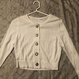Calvin Klein Bar Button Cropped Cardigan